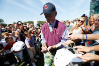 MEDINAH, IL - SEPTEMBER 25: Hollywood star Bill Murray signs autographs for the gallery during the 2012 Ryder Cup Captains & Celebrity Scramble at Medinah Country Golf Club on September 25, 2012 in Medinah, Illinois. (Photo by Jamie Squire/Getty Images)