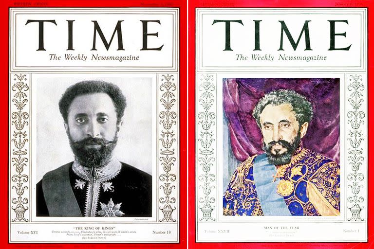 Haile Selassie en la portada de la revista estadounidense Time, 1930 y 1936