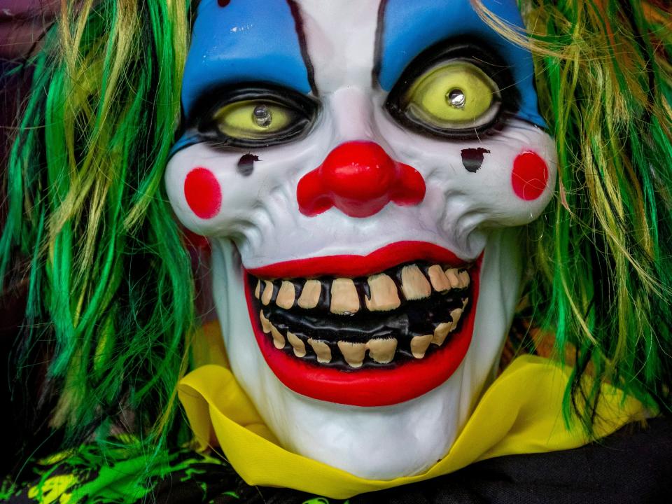 Scary Halloween clown mask.