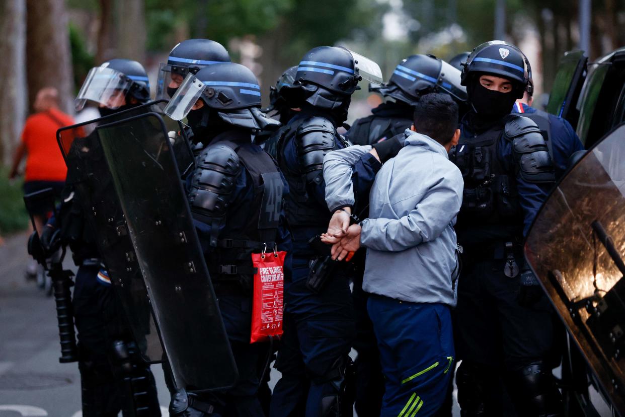 A man is arrested in Lille on Thursday evening (AFP via Getty Images)