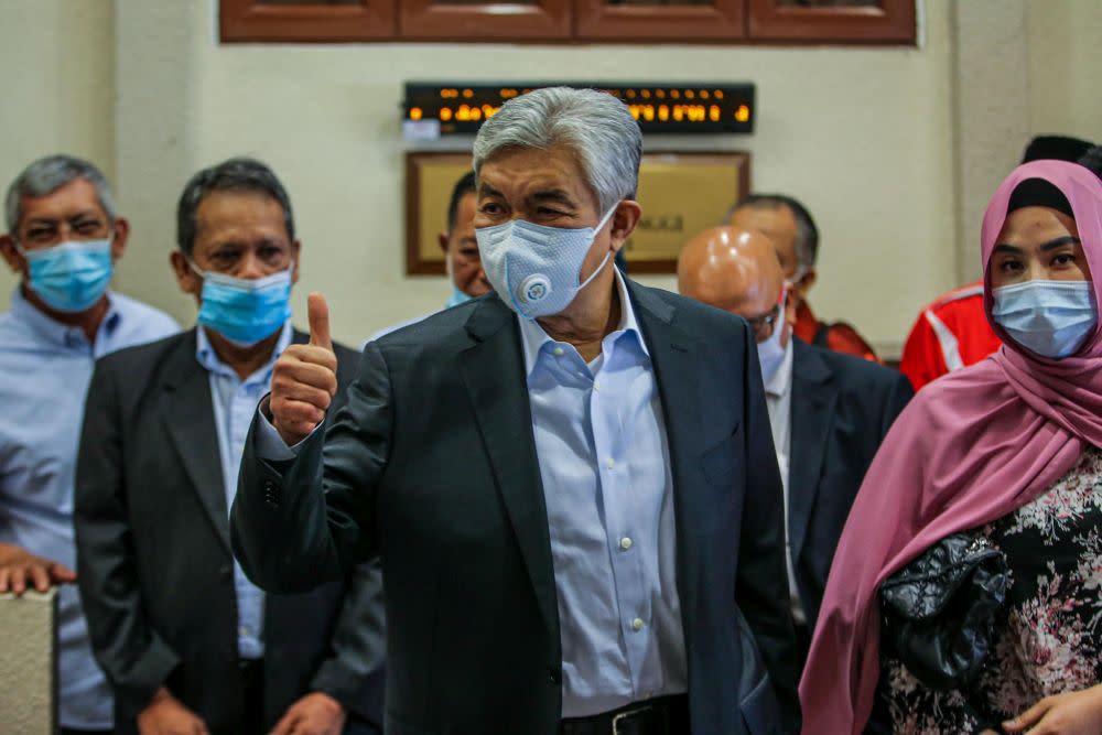 Datuk Seri Ahmad Zahid Hamidi is pictured at Kuala Lumpur Court Complex July 14, 2020. — Picture by Hari Anggara