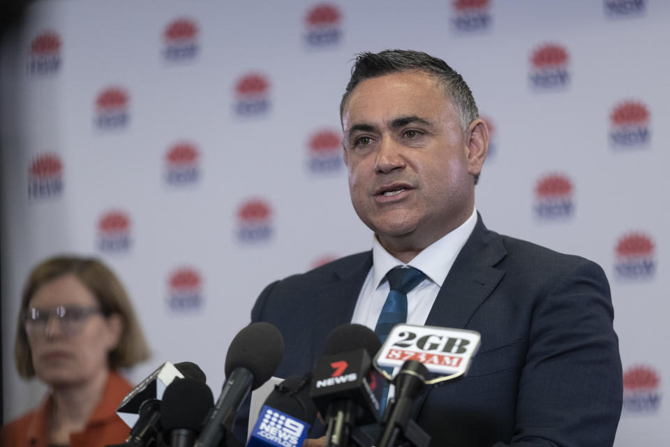 Deputy Premier John Barilaro speaking to the media. Source: Getty