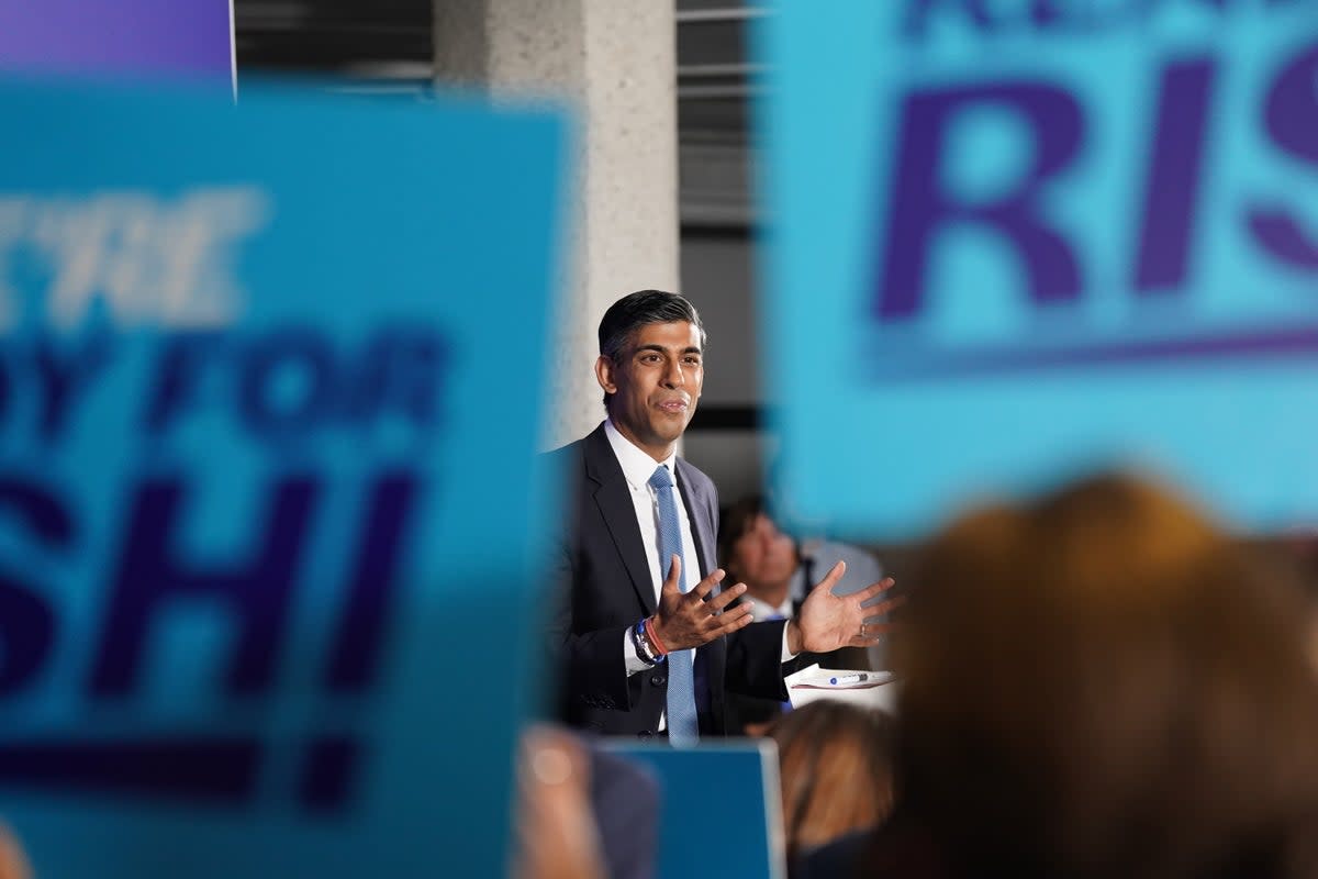 Rishi Sunak speaking at the launch of his campaign (Stefan Rousseau/PA) (PA Wire)