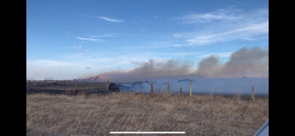 A fire burns east of Browning.