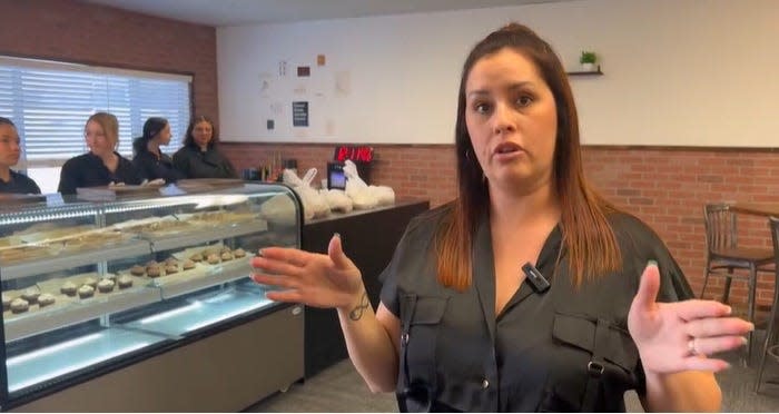 Lucerne Valley High School teacher Ashley Lear and her student-led restaurant, “The Corral,” at Lucerne Valley Middle/High School.