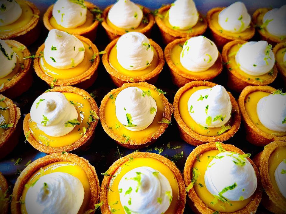 Desserts, like these Key lime tartlets, are made by 18 Acres Hospitality's pastry chef.