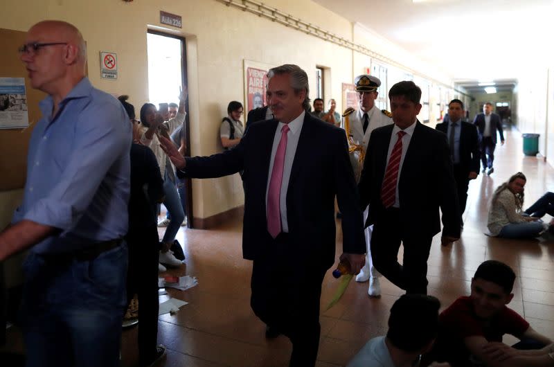 Argentina's President Alberto Fernandez arrives prior to take an exam at the University of Buenos Aires Law School after taking office this week, in Buenos Aires