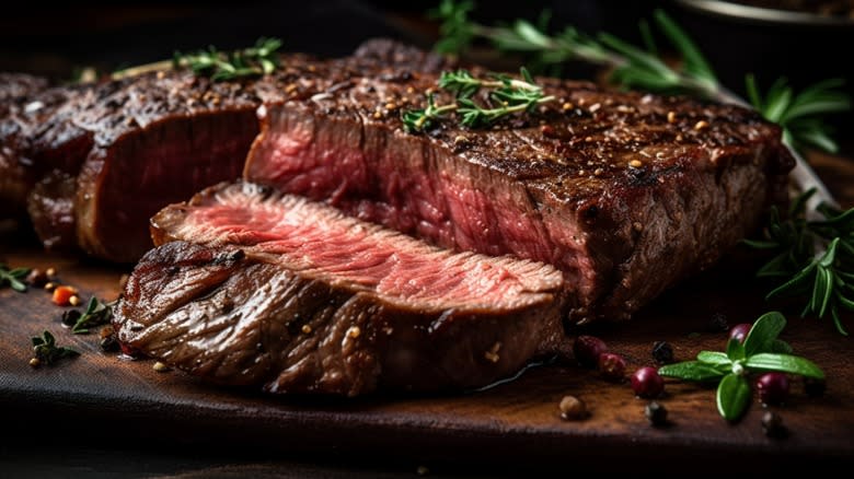 Juicy steak with rosemary