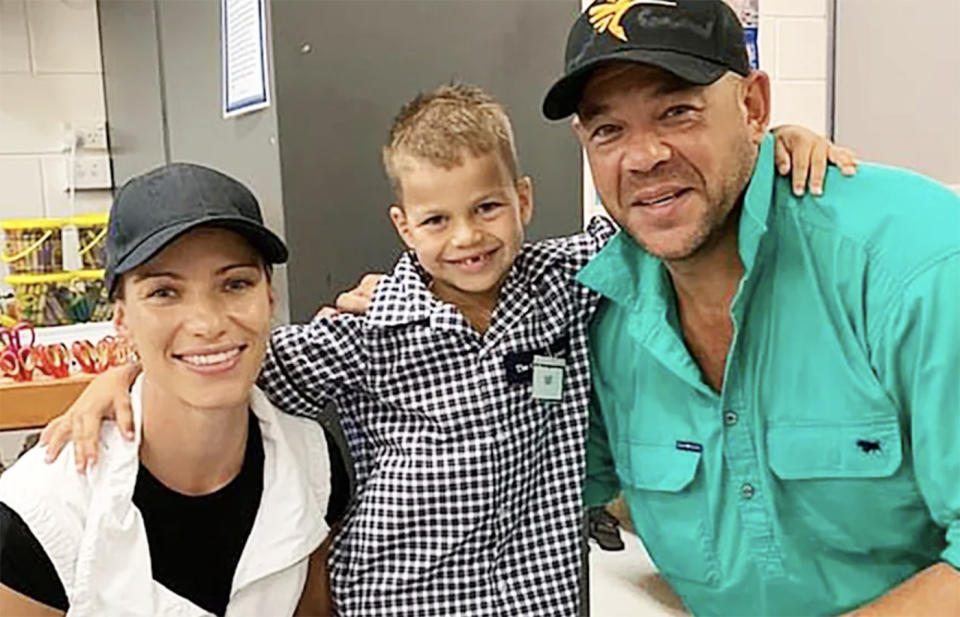 Andrew Symonds, pictured here with wife Laura and son Billy.