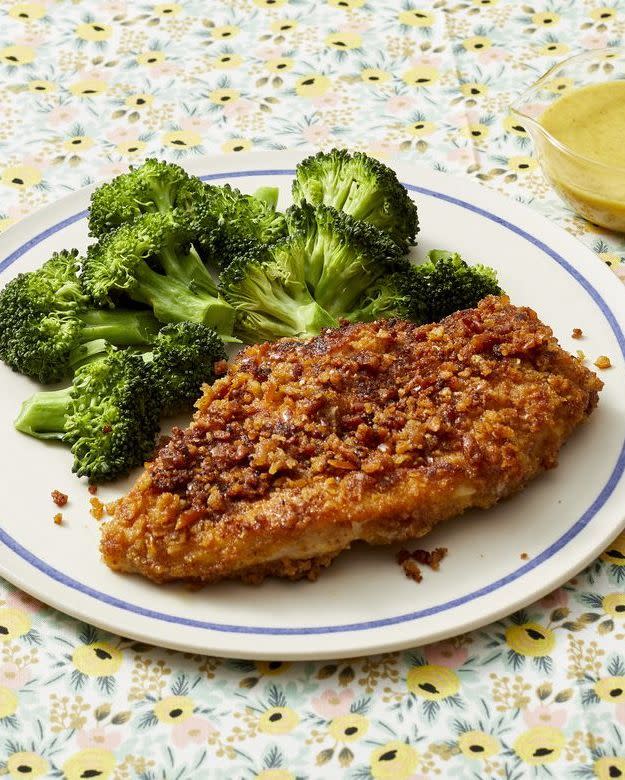 Pretzel-Crusted Chicken with Broccoli
