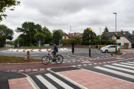 The UK's first Dutch-style roundabout � which prioritises cyclists and pedestrians over motorists � has opened in Fendon Road, Cambridge. The cost of the scheme, originally estimated at around GBP 800,000, has almost trebled to GBP 2.3m at the end of the project.