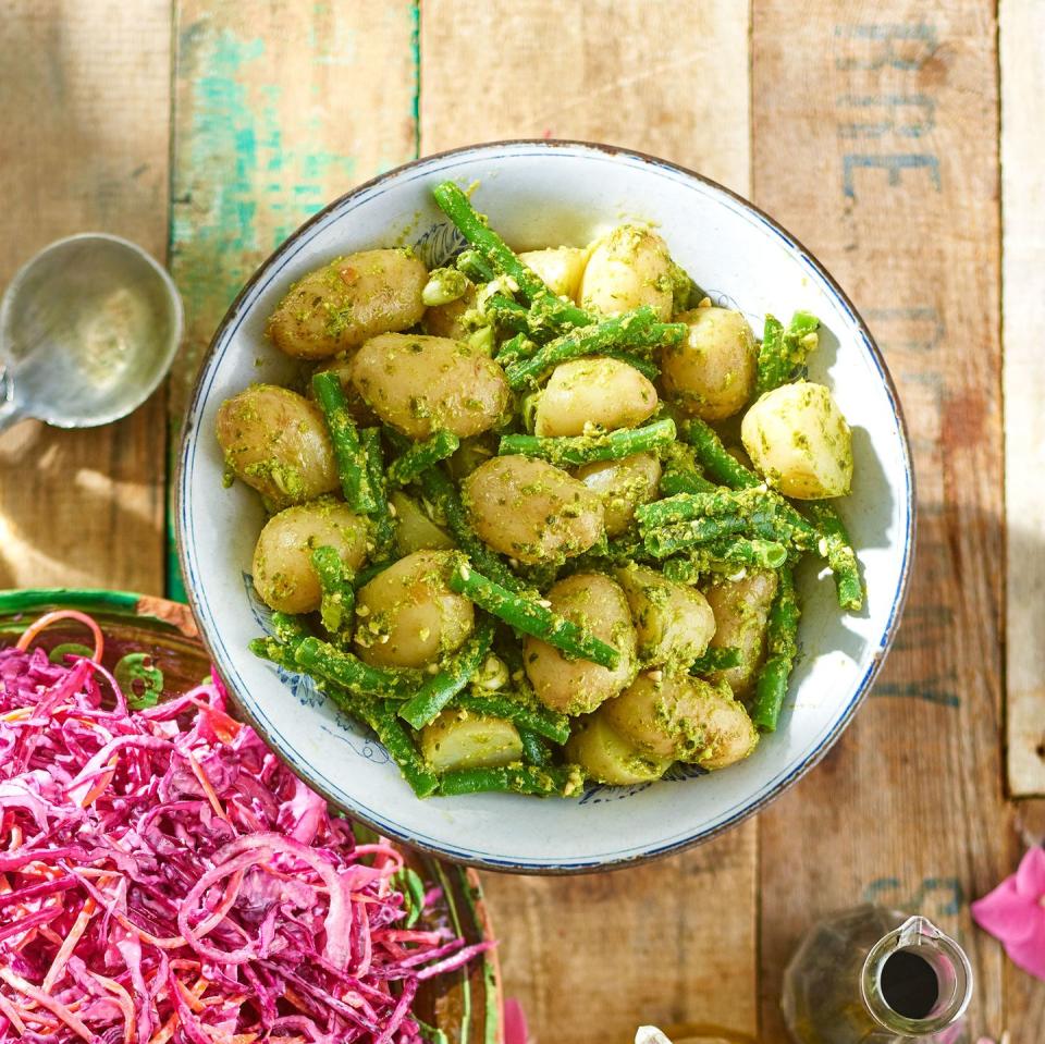 <p>Super simple and packed with flavour: you’ll never buy potato salad again!</p><p><strong>Recipe: <a href="https://www.goodhousekeeping.com/uk/food/recipes/a32284672/pesto-potato-salad/" rel="nofollow noopener" target="_blank" data-ylk="slk:Pesto Potato Salad;elm:context_link;itc:0;sec:content-canvas" class="link ">Pesto Potato Salad</a></strong></p>