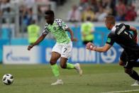 Soccer Football - World Cup - Group D - Nigeria vs Iceland - Volgograd Arena, Volgograd, Russia - June 22, 2018 Nigeria's Ahmed Musa scores their second goal REUTERS/Ueslei Marcelino