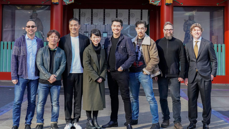 The cast and crew of 'Snake Eyes' at the Hie-Jinja Shrine in Tokyo, Japan on January 10, 2020. (Photo by Christopher Jue/Getty Images for Paramount Pictures)