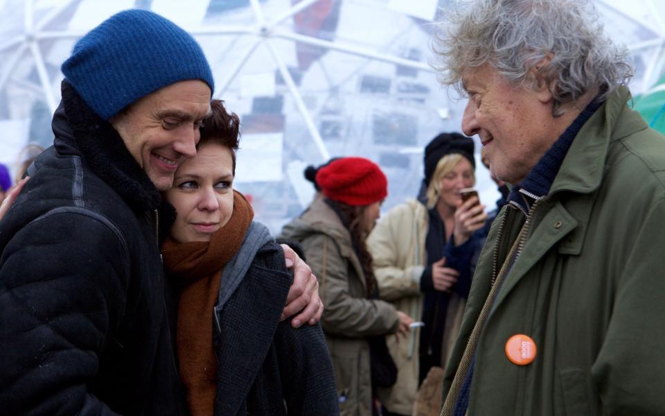 Belarus Free Theatre supporters Jude Law and Tom Stoppard, with Natalia Kaliada (centre) - Jennifer Reynolds