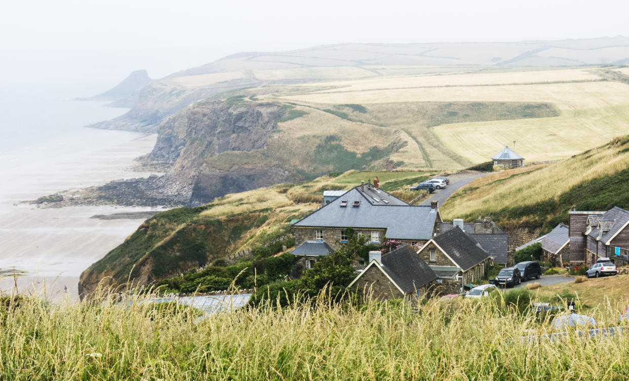 View to the Druidstone Hotel near Broadhaven. July. Wales Coast Path in Pembrokeshire from Pembroke to Druidstone. The 180 mile Pembrokeshire Coastal Path is a well-established National Trail within the Pembrokeshire Coast National Park. It also forms part of the Wales Coast Path which opened officially in 2012. Its 870 miles takes in the entire coastline of Wales including the Isle of Anglesey. It has proved to be one of the most popular tourist destinations in the whole of Wales.