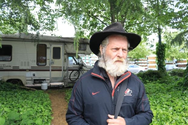 Peter Carson has lived in a makeshift RV camp in East Vancouver for nearly two years, and doesn't know where he'll go if city crews proceed to clear out the area. (Jon Hernandez/CBC - image credit)