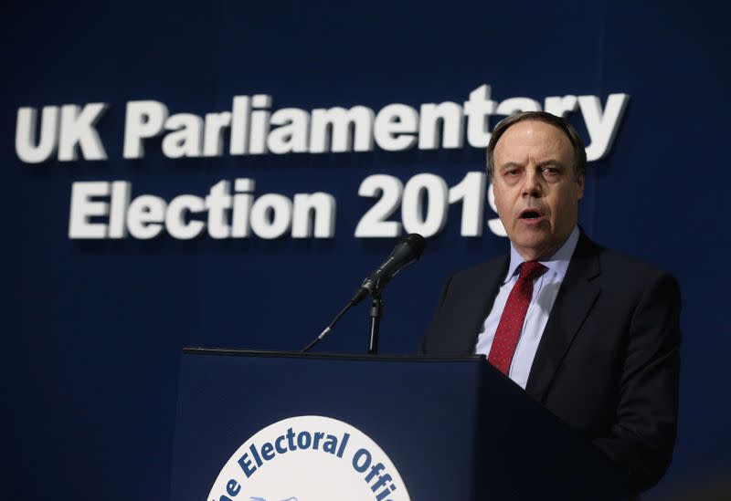 Nigel Dodds of the DUP, the losing candidate in the Belfast North seat, speaks at the count centre after the result was announced, Titanic Quarter, Belfast