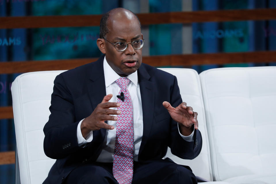 NEW YORK, NY - SEPTEMBER 20:  TIAA CEO Roger  Ferguson Jr. speaks during the 2018 Yahoo Finance All Markets Summit at The Times Center on September 20, 2018 in New York City.  (Photo by John Lamparski/Getty Images)