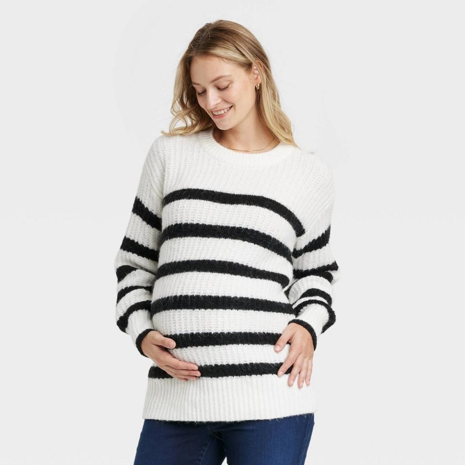 <p><a href="https://go.redirectingat.com?id=74968X1596630&url=https%3A%2F%2Fwww.target.com%2Fp%2Fcozy-statement-crew-neck-maternity-sweater-isabel-maternity-by-ingrid-38-isabel-8482-white-striped-xs%2F-%2FA-88350609&sref=https%3A%2F%2Fwww.cosmopolitan.com%2Fstyle-beauty%2Ffashion%2Fg45629756%2Ftarget-maternity-clothes%2F" rel="nofollow noopener" target="_blank" data-ylk="slk:Shop Now;elm:context_link;itc:0;sec:content-canvas" class="link ">Shop Now</a></p><p>Striped Crewneck </p><p>target.com</p><p>$38.00</p><span class="copyright">Isabel Maternity by Ingrid & Isabel</span>