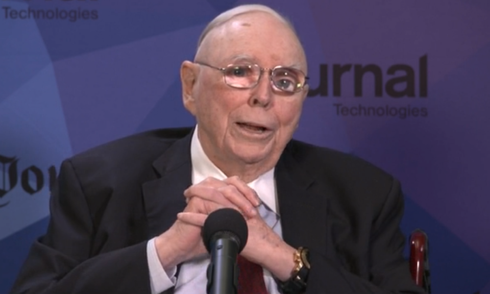 Charlie Munger speaking at the Daily Journal annual shareholders' meeting. (Yahoo Finance)