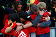 <p>Belgium supporters are dejected after the Red Devils fell agonisingly short of their first ever World Cup final </p>