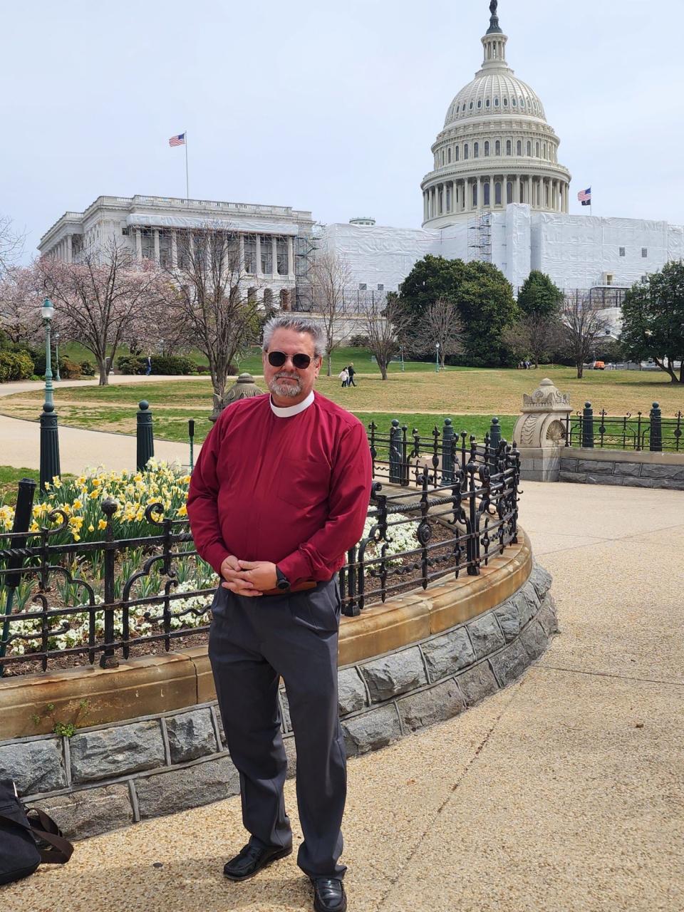 The Rev. Dave Rogers is pictured at the U.S. Capitol during a recent trip to advocate for stronger methane rules, March 22, 2023 in Washington, D.C.