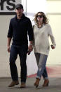 Though she hasn't spoken publicly about her pregnancy, Drew Barrymore isn't doing much to try to mask the fact she’s a mom-to-be anymore. The 37-year-old was spotted leaving a Los Angeles medical center with fiancé Will Kopelman on Wednesday wearing a clingy sheer cream sweater over jeans, an ensemble that definitely revealed her burgeoning bump. The actress was also carrying a DVD on her way out of the appointment. Could it contain her sonogram? Hmm. (5/2/2012)