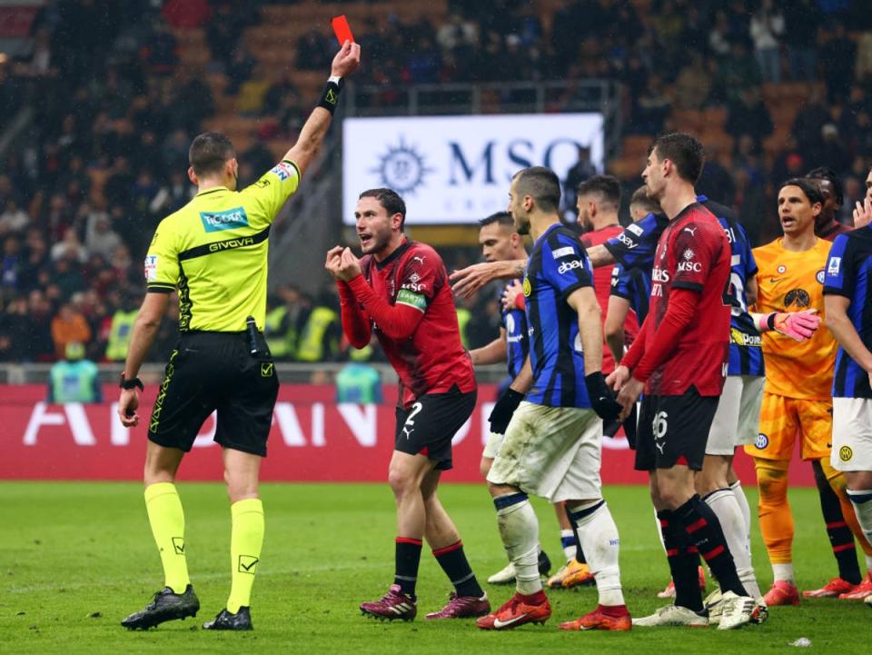 There were three red cards in stoppage time (Getty Images)