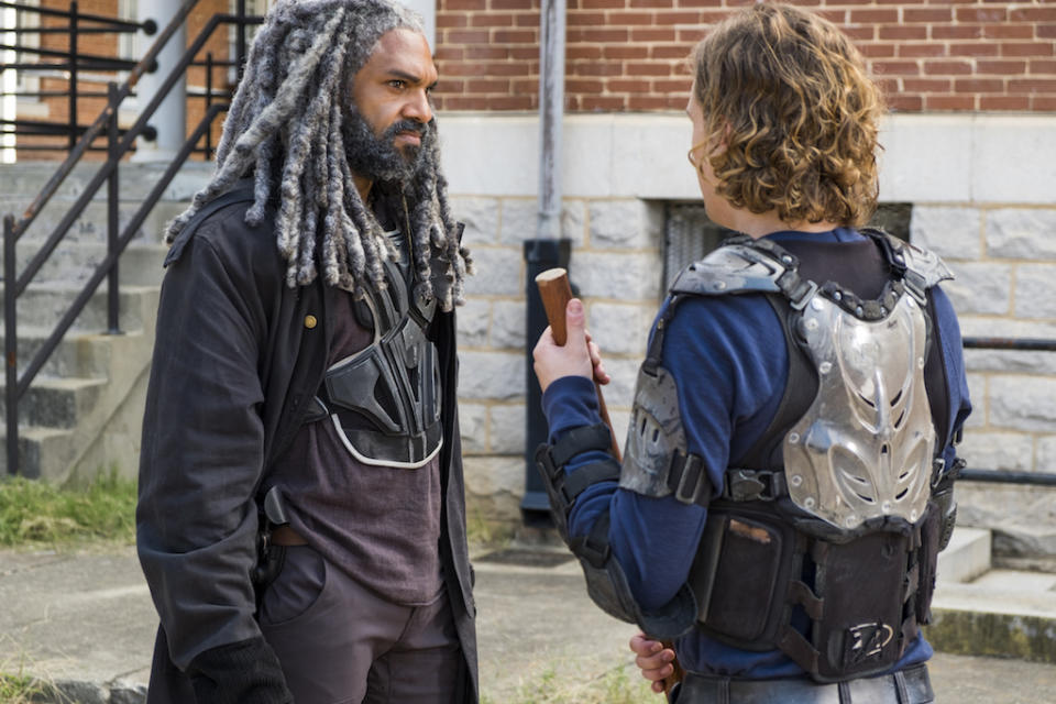 <p>Khary Payton as Ezekiel, Logan Miller as Benjamin (Credit: Gene Page/AMC) </p>