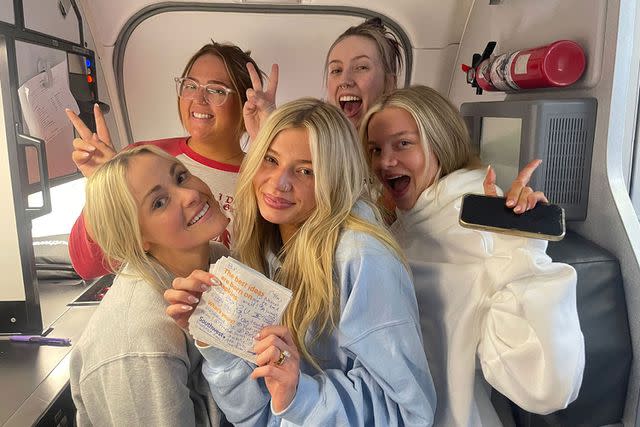 <p>Bri Kunkle</p> Bri Kunkle and her friends on the flight to Austin, Texas.