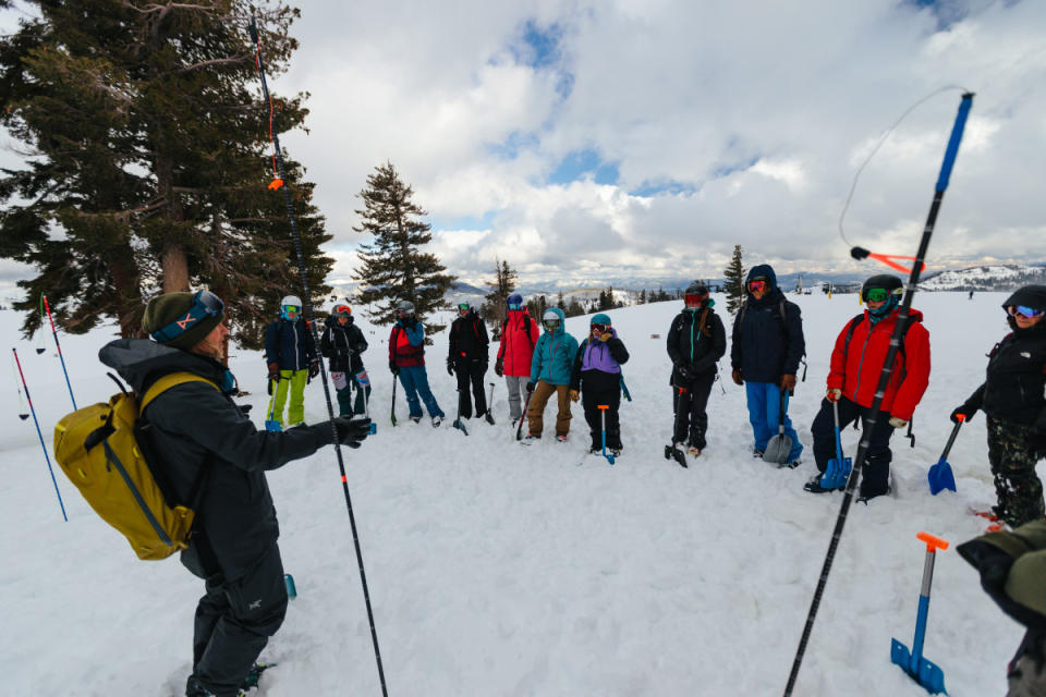 Parker conducts a SafeAs avalanche education course.<p>Red Bull Content Pool</p>