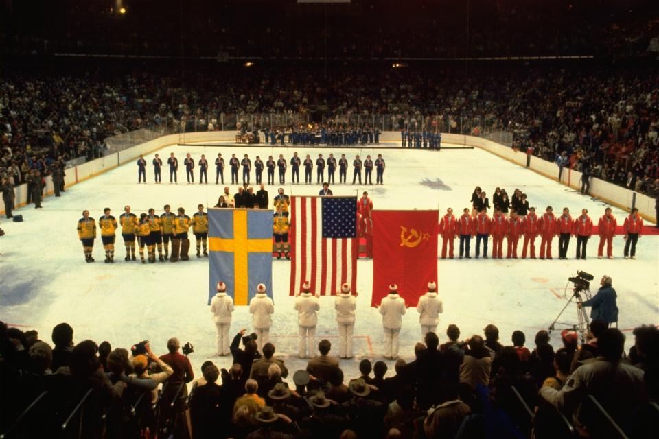 <p>The United States took the ice as the ultimate victors, flanked by the Soviet Union and Sweden, the silver and bronze medalists respectively. That was the last time the Star Spangled Banner was played during the medal ceremony for a men’s Olympic hockey tournament. </p>