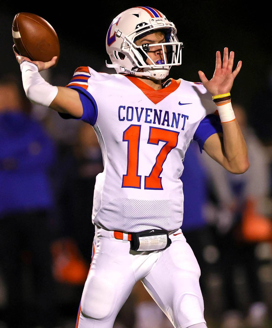 Colleyville Covenant quarterback Austin Scheets (17) (Steve Nurenberg Special to the Star-Telegram)