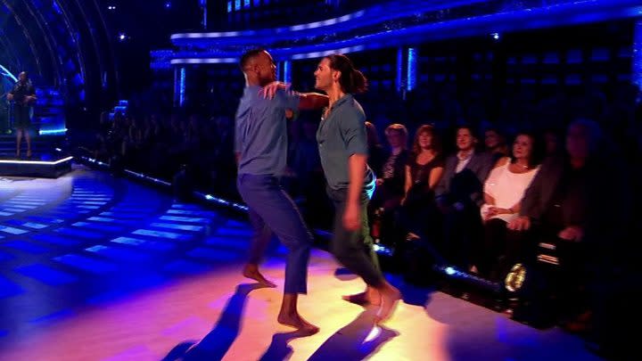 Graziano Di Prima and Johannes Radebe made history with the show's first same-sex dance. (BBC)