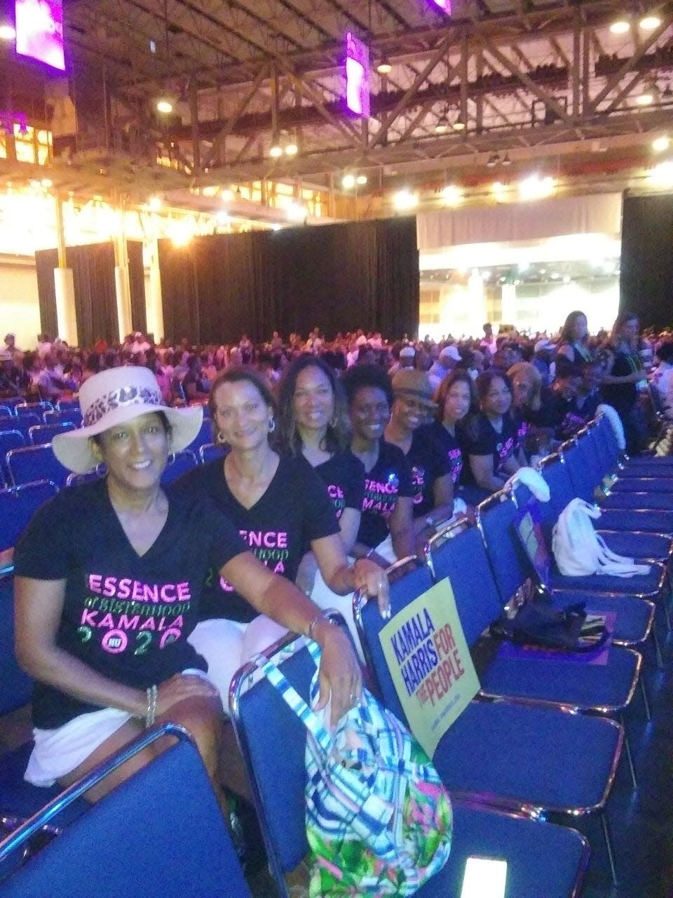 Kamala Harris' line sisters support her during appearance at Essence Festival in New Orleans in July.