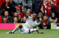 <p>Manchester United’s Ashley Young is not impressed</p>