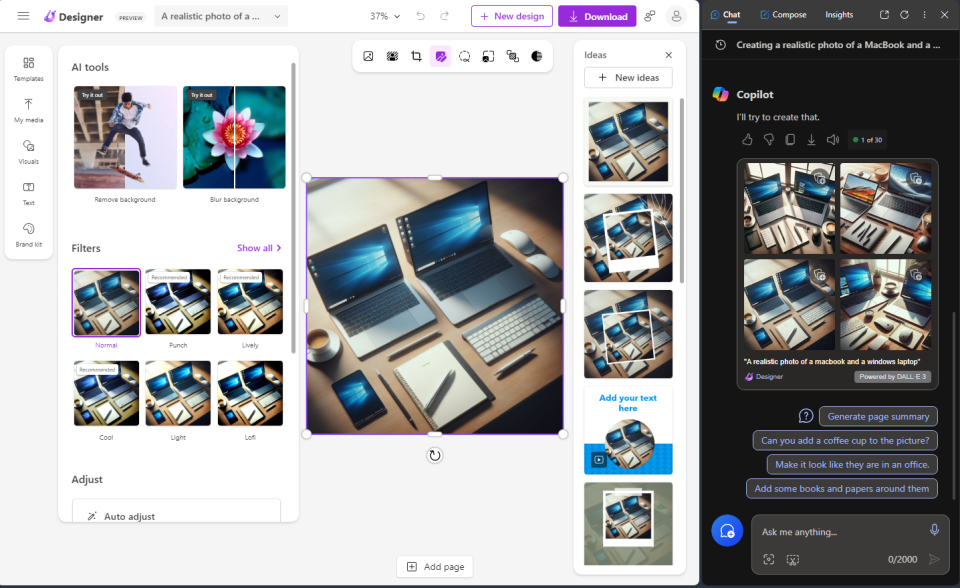 Microsoft Copilot with Ai image generatedby Microsoft Designer during the editing stage