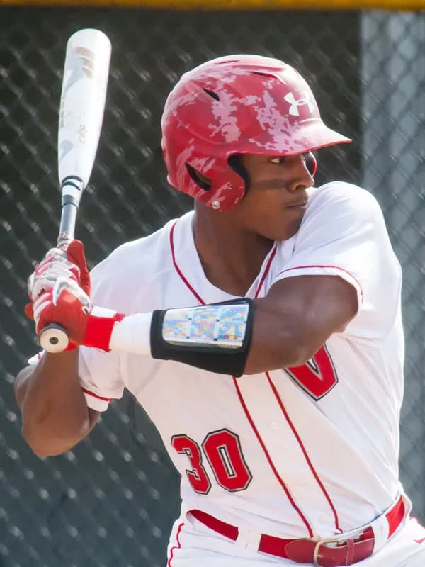 Vineland's Isiah Pacheco gets ready to take a swing during a game in 2017.