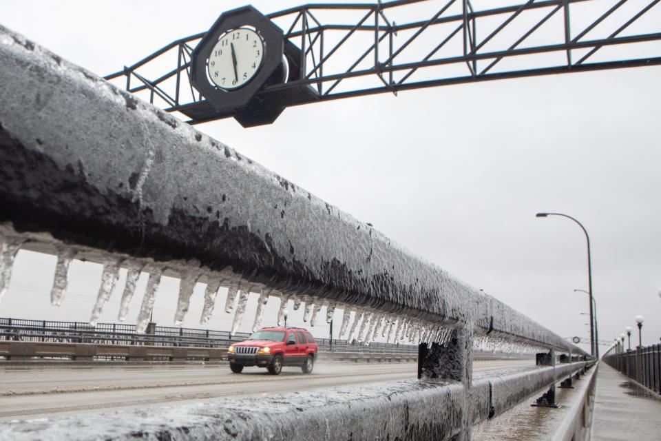 The Topeka Boulevard Bridge, shown here, is among places that can get pretty slick during times of wintry weather.