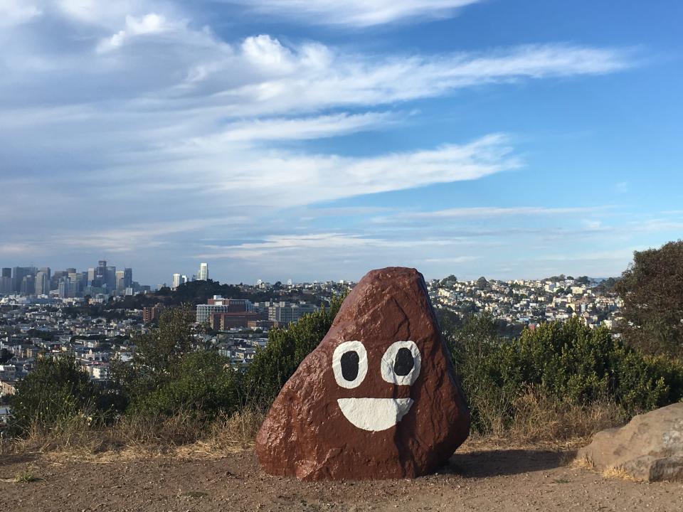 poop emoji rock