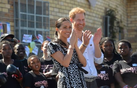 This summer, the Duke and Duchess of Sussex toured the township of Nyanga - Credit: COURTNEY AFRICA