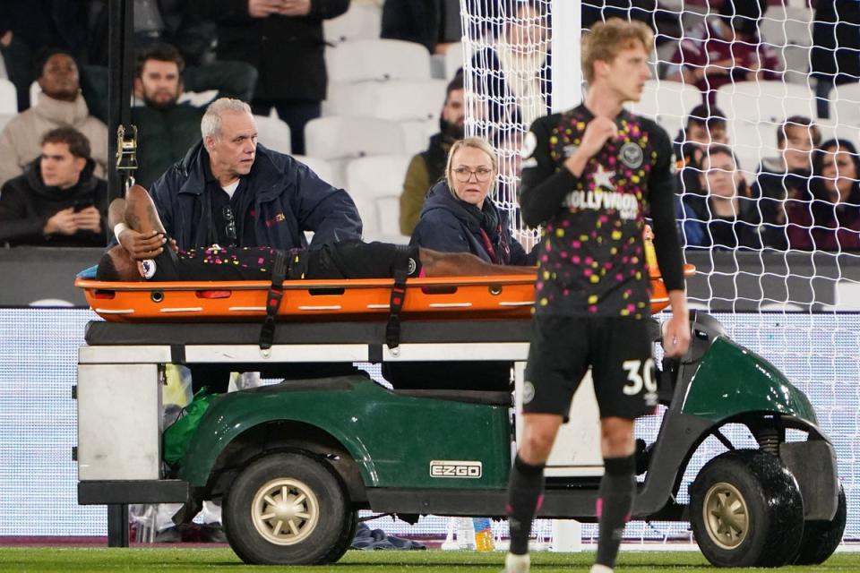 Ivan Toney was injured against West Ham (Zac Goodwin/PA) (PA Wire)