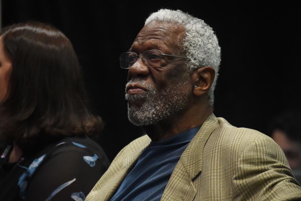 Bill Russell attends the Commissioner Adam Silver's news conference at the NBA All Star Game on Feb 17, 2018 at Staples Center.
