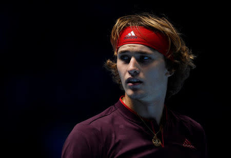 Tennis - ATP World Tour Finals - The O2 Arena, London, Britain - November 14, 2017 Germany's Alexander Zverev during his group stage match against Switzerland's Roger Federer Action Images via Reuters/Tony O'Brien