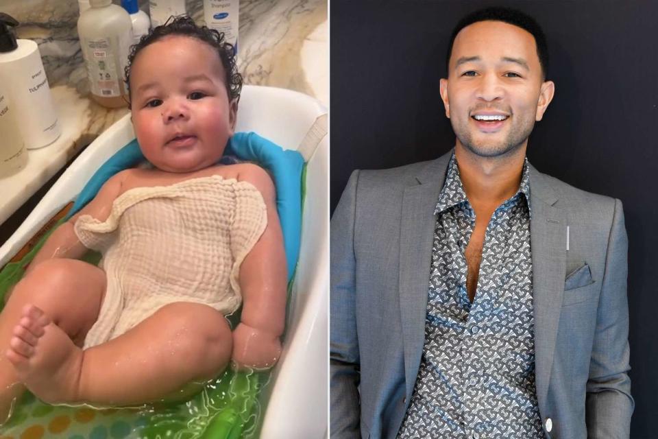 <p>chrissy teigen/instagram</p> John Legend and son Wren