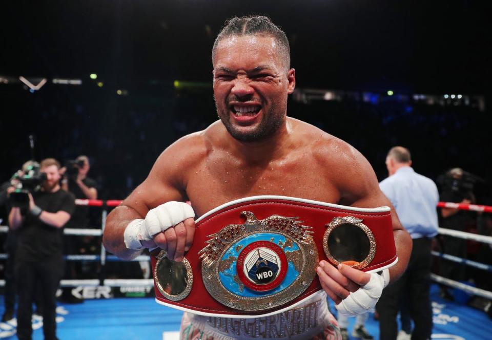 Joyce claimed the vacant interim WBO heavyweight title with the win (Getty)