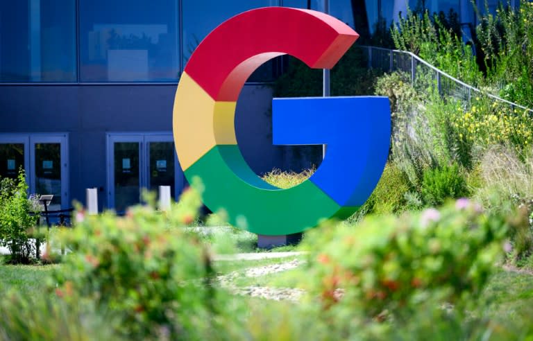 A large Google logo is seen at Google's Bay View campus in Mountain View, California (Josh Edelson)