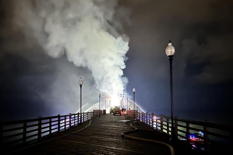 Nobody was injured and officials believe 90% of the Oceanside, Calif.. pier was largely saved from the fire. Firefighters initially had to let part of the area burn as the flames were in hard-to-reach spaces. Photo courtesy of Oceanside Fire Department