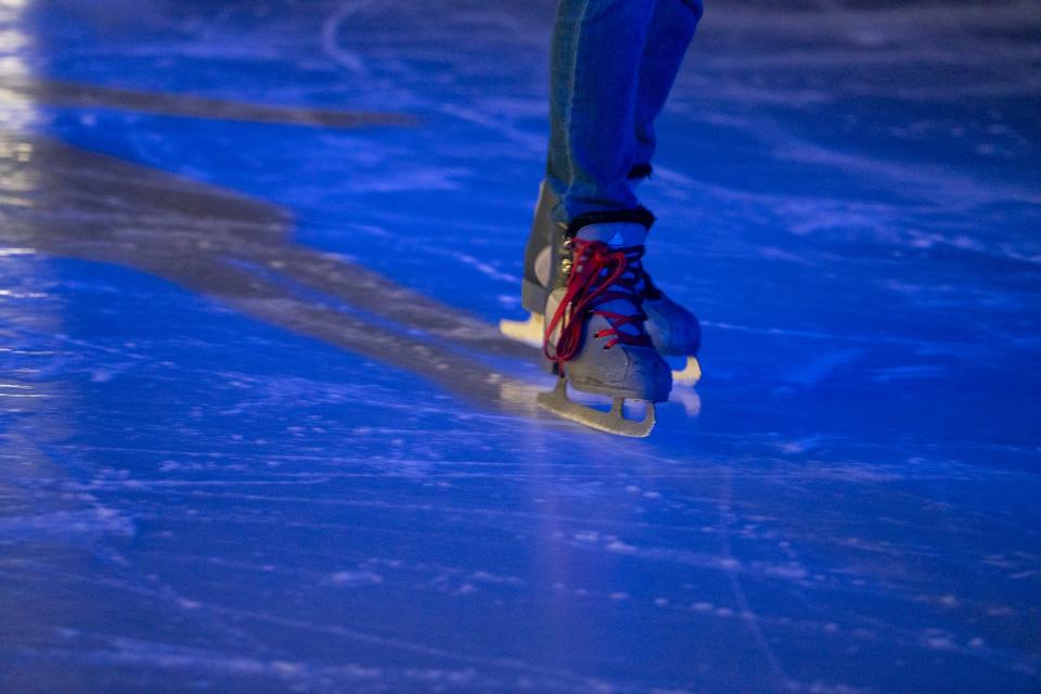 Ice skates at Brenton Skating Plaza on Tuesday, Dec. 12, 2023, in Des Moines.